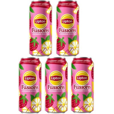 Lipton Fusions Iced Tea - Strawberry Lemonade, 16oz, 5 Cans