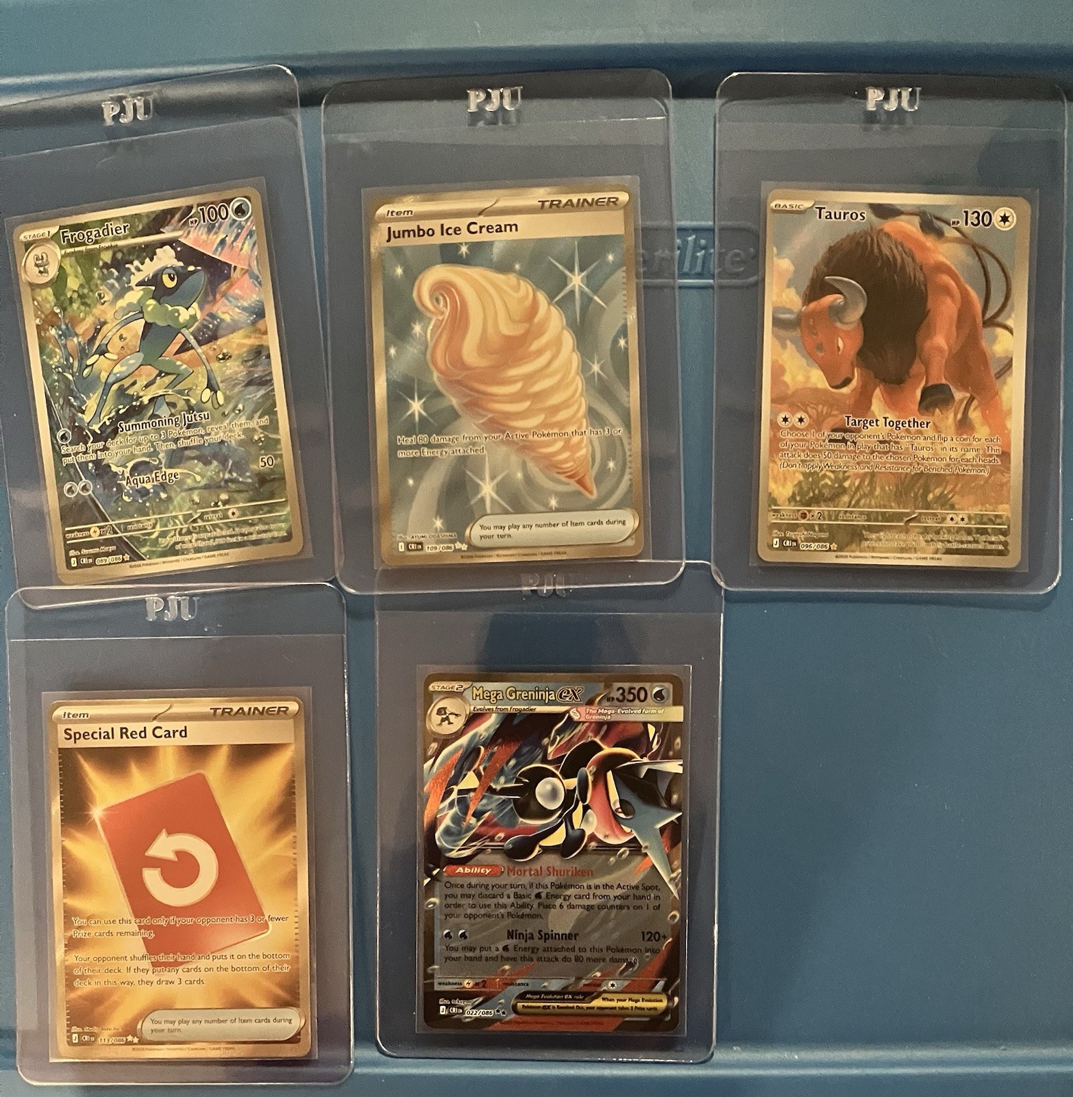 Pokemon Chaos Rising Tauros#96,Frogadier#89,Jumbo Ice Cream#109,Red card#113