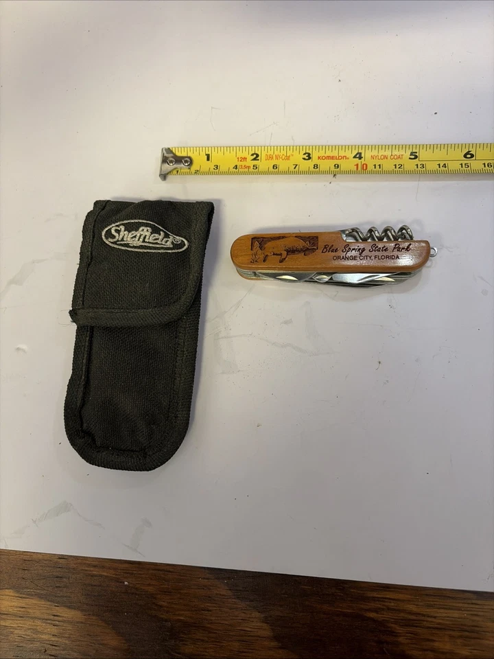 Cuchillo de caza de bolsillo multifunción con mango de madera para acampar - Orange City Florida Foto 3 de 4