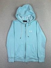 Under Armour Hoodie Womens XS Blue Full Zip Fleece Sweatshirt Loose Logo