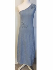 Zesica One Shoulder Knit Sweater Dress in Powder Blue Medium