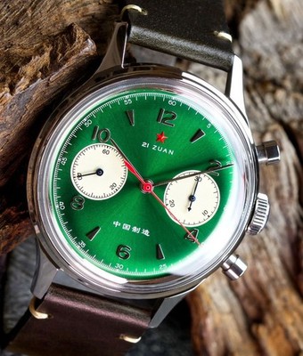 Red Star 1963 Red Star Chronograph 38mm Caliber ST19 Acryl GREEN dial