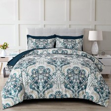 Paisley Comforter Set King Size, 7 Pieces Bed in a Bag Boho Comforter, Soft L...