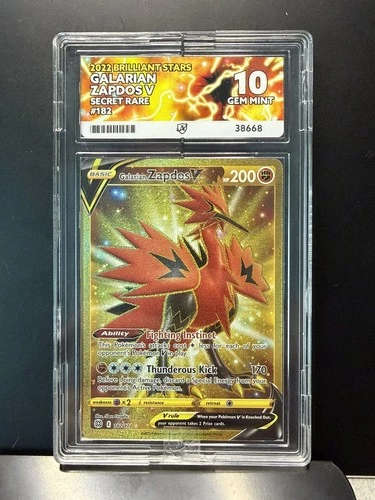 Pokemon Sword And Shield FULL ART/GALARIAN ZAPDOS V *Perfect Subgrades* Ace 10
