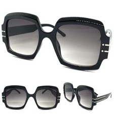 Oversized Exaggerated Vintage RETRO Hip Hop Style SUN GLASSES Square Black Frame