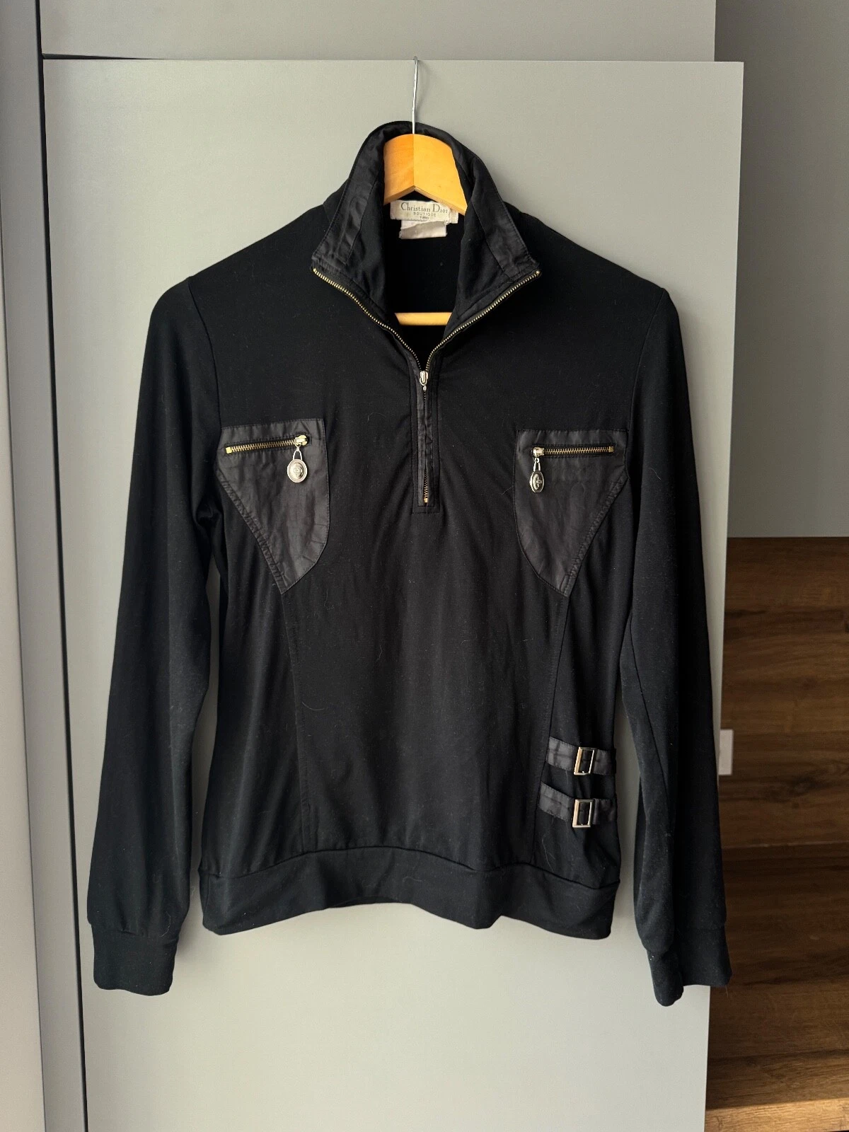 Haut en jersey noir demi zip Christian Dior Boutique taille M