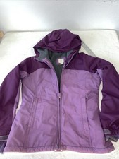 LANDS END Purple Jacket Grow-A-Longs Coat Girls Med 10-12 Hooded Lined