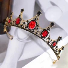 Red goth Crown Tiara real metal gift birthday diadem birthday bridal black