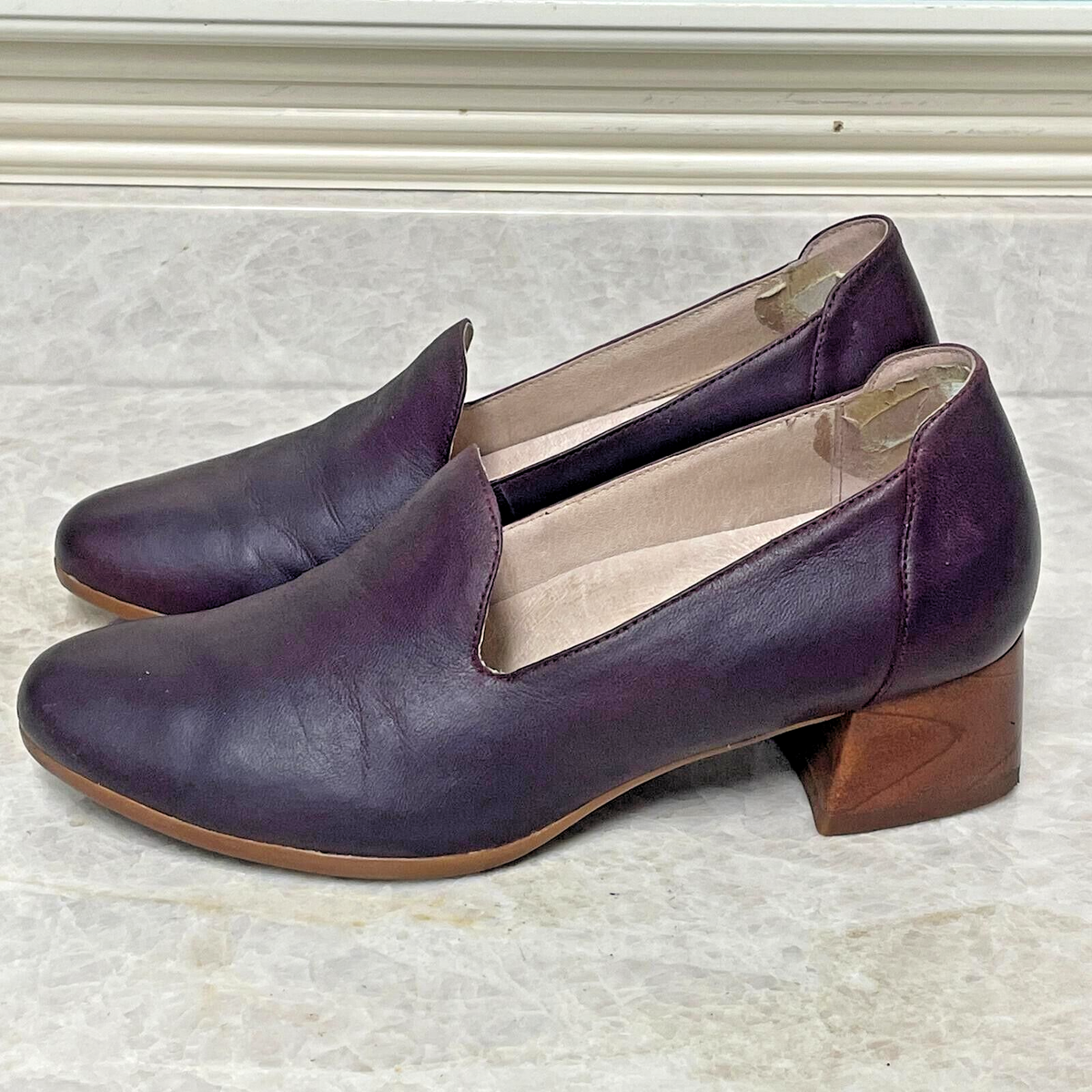 Dansko Preston Pump Loafers Womens 38 Burgundy Cuban Heel Comfort  Shoes