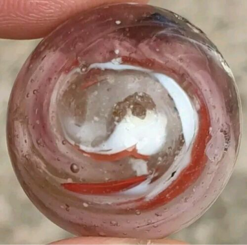 27/32" RARE EARLY MULTI-COLOURED OXBLOOD GRENIER MARBLE (GP)  - Picture 1 of 11