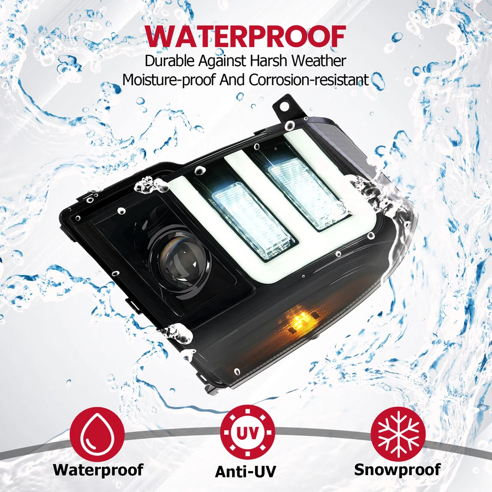 For Cadillac Escalade HID/Xenon 2007-2014 Smoke LED DRL Projector Headlights - Image 4 of 4