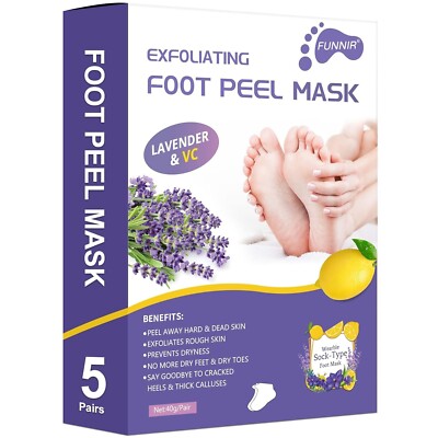 Foot Peel Mask (5 Pack) Exfoliant for Peeling Off Calluses, Natural     