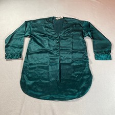 Vintage Victoria's Secret Satin Sleep Shirt Small Green Lingerie Gold Label Top