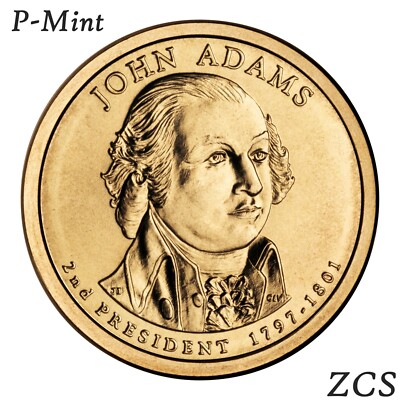 2007 P John Adams Presidential One Dollar Coin U.S. Mint Rolls