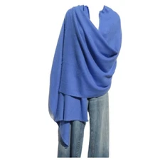 Cashmere | Shawl | 4 Ply| Hand Loomed | Nepal| Herringbone | Light Blue