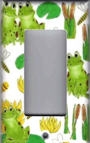 FROGS WITH CATTAILS ON LILY PADS HOME WALL DECOR LIGHT SWITCH PLATES AND OUTLETS - Picture 5 of 30