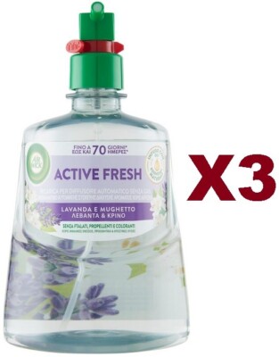3PCS AIR WICK ACTIVE FRESH LAVENDER AND THRUSH DEODORANT DIFFUSER REFILL