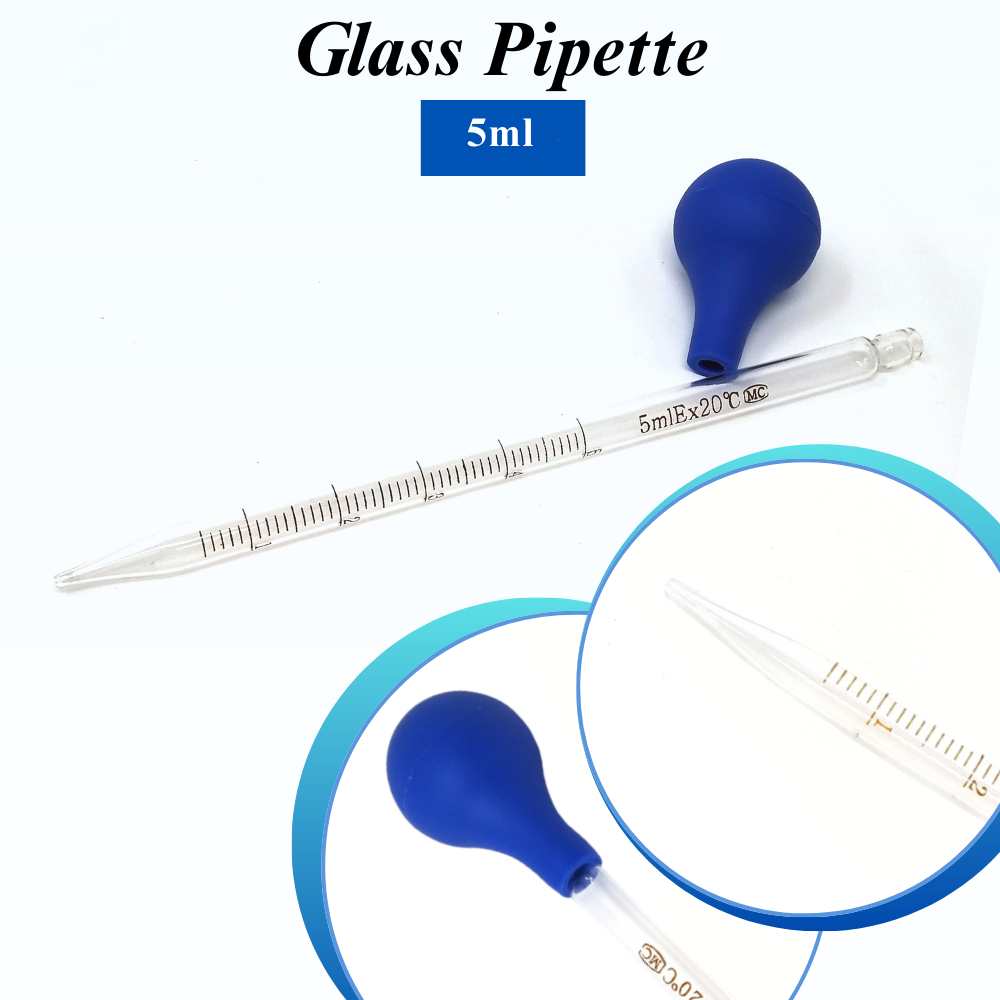 5ml Clear Glass Pipette Lab Dropper Pipet With Scale Line Tool for Pharmacy Use