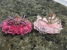 NEW Tiara clip barrettes barrette pink crown rhinestones SEE picture descrip