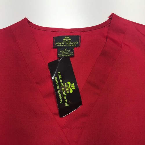 Natural Uniforms Scrub Top Mens Size Medium Red Comfort Pockets Workwear NWT - Picture 7 of 16