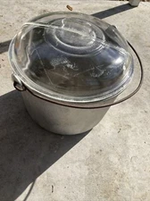 Large 12 Quart Guardian Service Ware Aluminum Stock Pot w Handle Clear Glass Lid