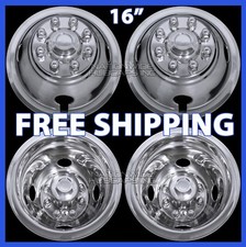 4 For Dodge 16 Dual Steel Wheel Simulators Dually 8 Lug Rim Skins Liners Covers