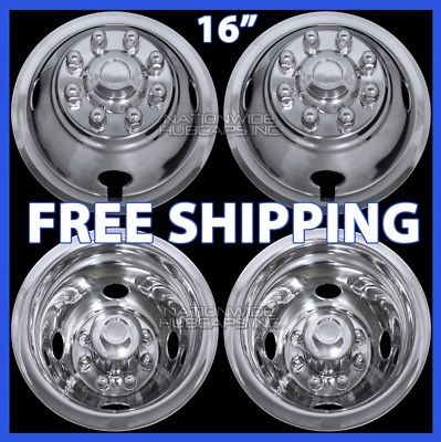 4 for DODGE 16'' Dual Steel Wheel Simulators Dually 8 Lug Rim Skins Liners Covers
