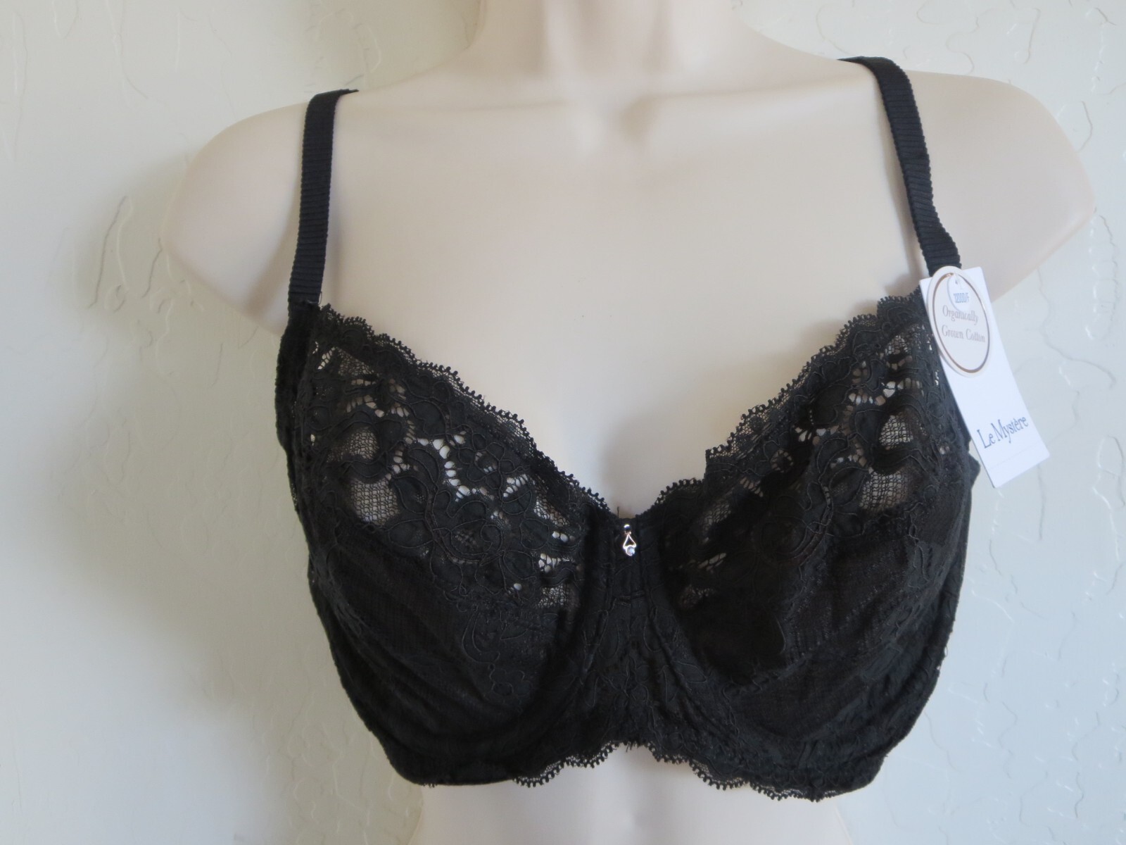 LE MYSTERE 32 DDD #4020 COTTON TOUCH FULL COVERAGE UNDERWIRE BRA, BLACK, NWT $68