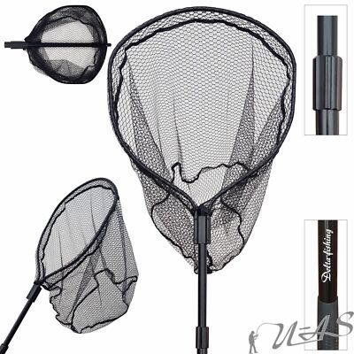 DELTA FISHING Aluminium Teleskop Boots Kescher 1,80m Gummiert Kopf 60x55cm Sha