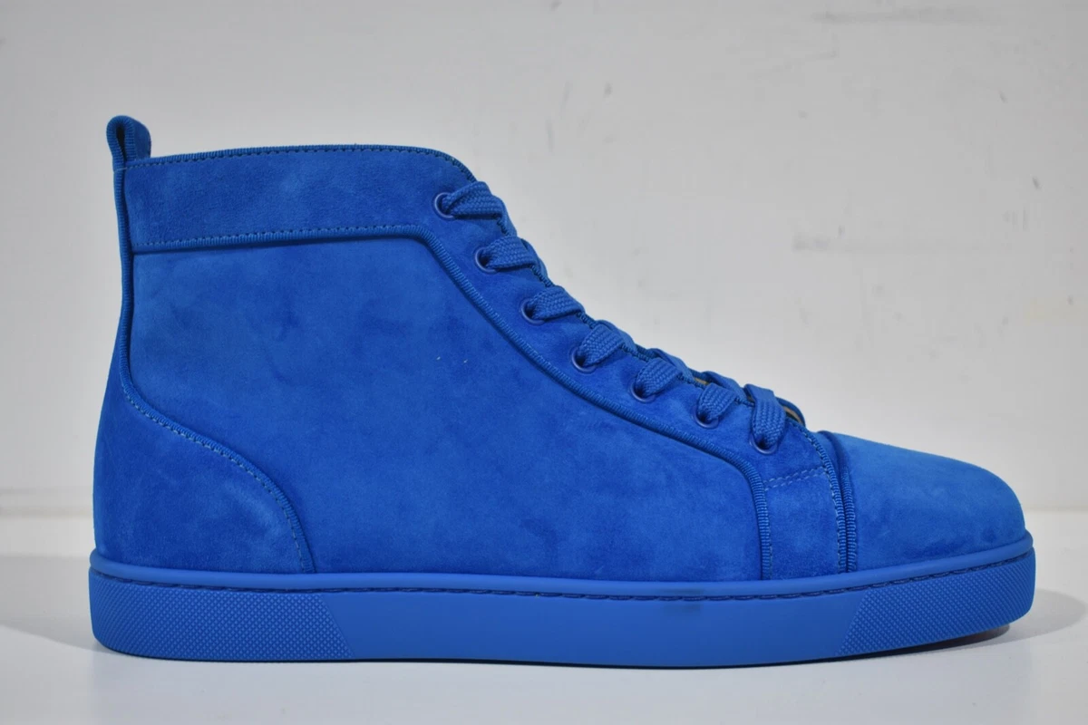 Christian Louboutin Blue Suede Louis Spikes High Top Sneakers Size 43