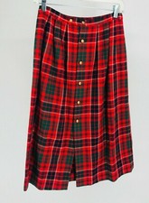 Vintage JG Hook Women's Plaid Pleated Skirt Size 10 100 Worsted Wool