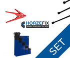 HorzeFix Kabelbinder Ordnungsbox set blau Wandhalter 500 Kabelbinder inkl Zange