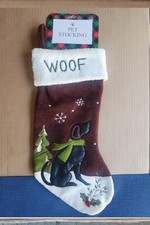 Adorable Pet Dog Christmas Stockings Set of 2 - 16" x 9" - Brown / Green / White