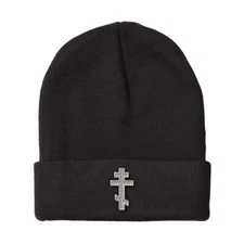 Beanies for Men Orthodox Cross with Shadow Embroidery Acrylic Skull Cap 1 Size