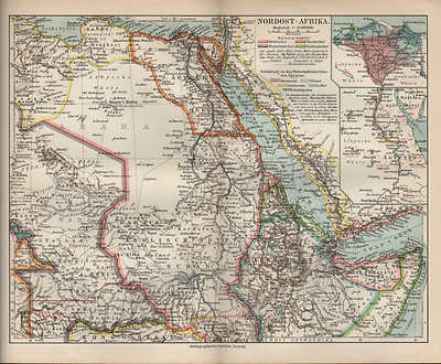 Landkarte Map 1906 Nordost Afrika Sues Kanal Nil Delta Ebay