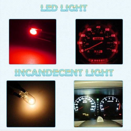 10Pcs T5 B8.4D 5050 1 SMD LED Red Dashboard Dash Gauge Instrument Light Bulbs - Picture 4 of 5