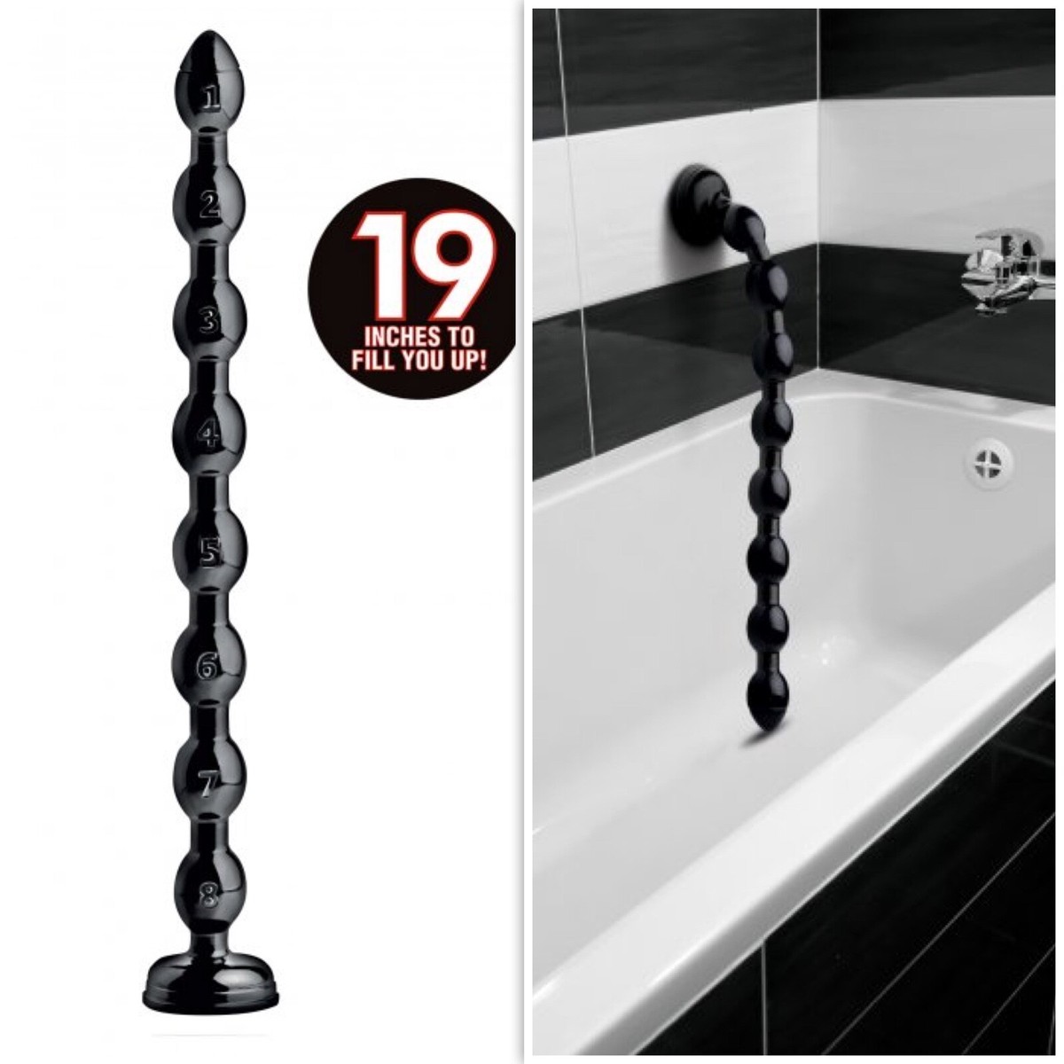 Hosed 19 inch Beaded Anal Snake Butt Plug Premium Suction Cup