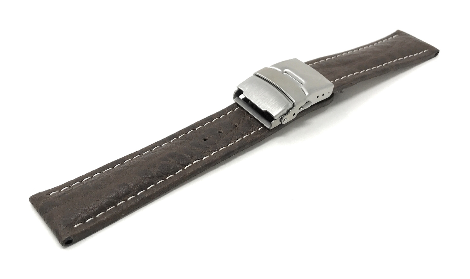 20mm Top Grain Leather Deployment Watch Band for Seiko Essentials image 4