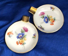 Mitterteich Bavaria Germany Set Of 2 Small Dishes Gold Accents Floral Pattern