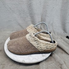 Earth Origins Shoes Womens Size 9.5 Elana Tan Textile Faux Fur Slippers Read 