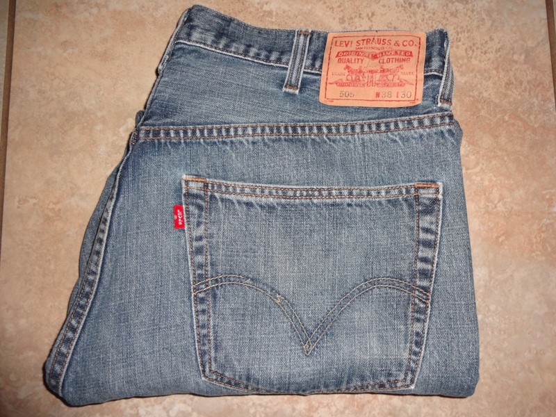 Levi's Original 505 Regular Fit Straight Leg Men's Blue Jeans 38 x 30 Blue Denim