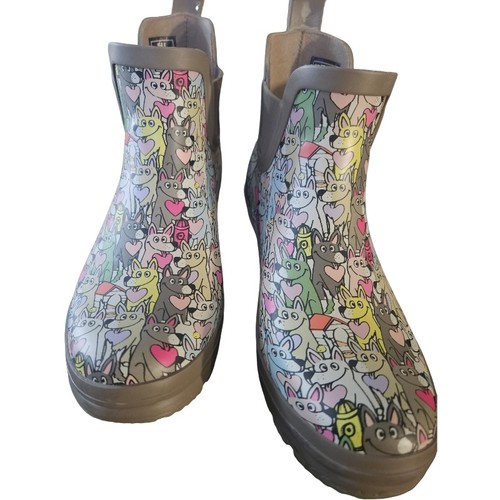 Skechers BOBS Rain Check ankle booties "Puppy Poodles" cartoon size 8