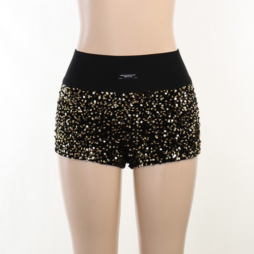 Pantaloncini estivi paillettes donna vita alta sexy festa glitter scintillanti hot pants - Foto 12 di 21