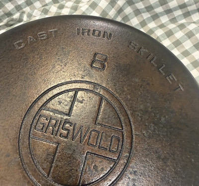 Griswold Cast Iron Skillet No.8 Large Block Logo, EPU 704 H Vintage Restored