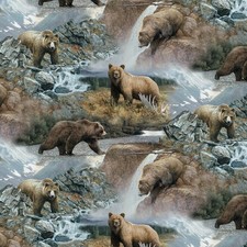 David Textiles 44" x 1 Yard Cotton Bear Precut Fabric, Multicolor