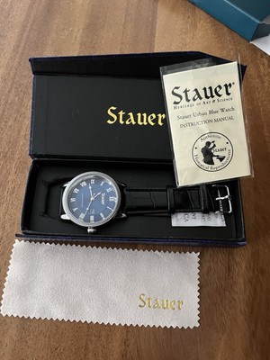 STAUER Urban Blue Leather Band Men's Watch 