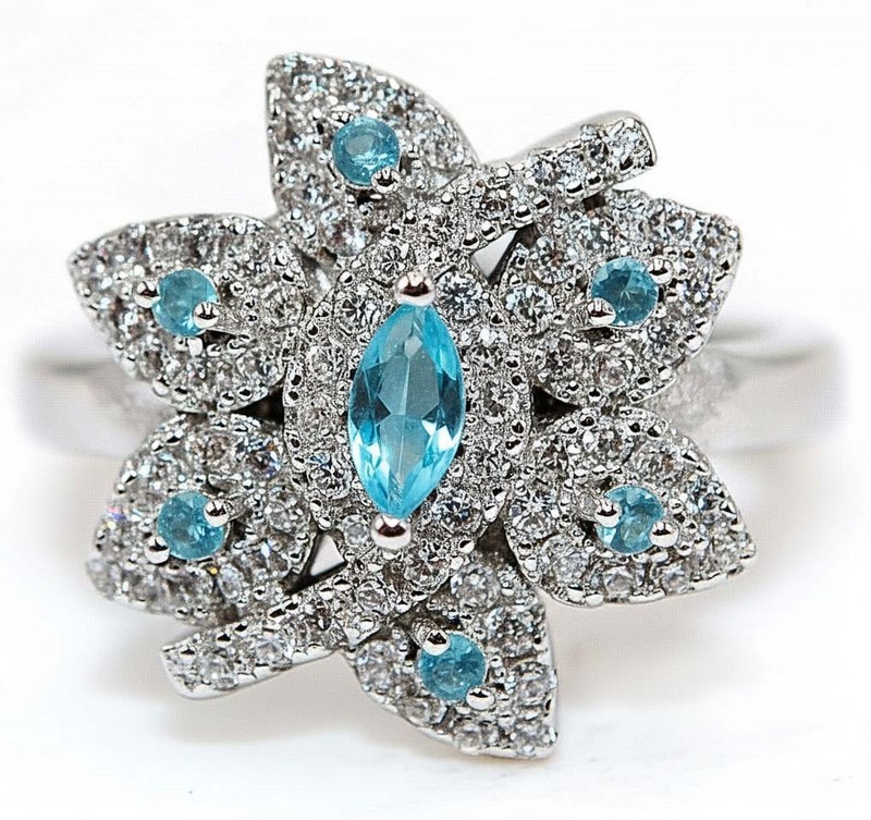 1CT  Aquamarine 925 Solid Sterling Silver Ring Sz 6 MM5-1