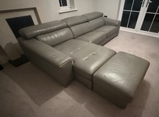Grey Leather Sofa With Chaise, Sofa Bed & Storeage