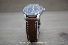20mm Brown Leather Watch Strap White Stitched For Oris Big Crown Watch