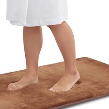 Memory Foam Bath Mat Non Slip Absorbent Velvet Bathroom Rug Brown 17x24 Inch